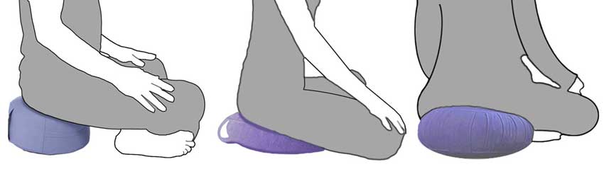 Drei verschiedene Yogakissen Formen