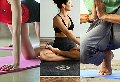 Yogis auf verschieden dicken Yogamatten